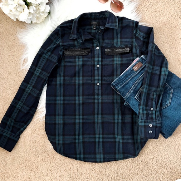 J. Crew Tops - J Crew Beaded Popover
